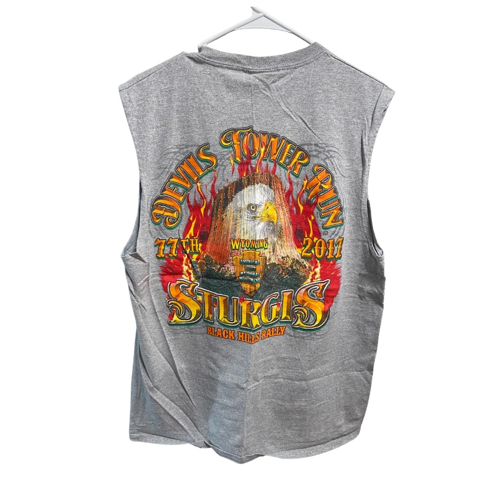 Sturgis 2017 Devils Tower Run 77th Black Hills Muscle Shirt Wide Strap Tank L